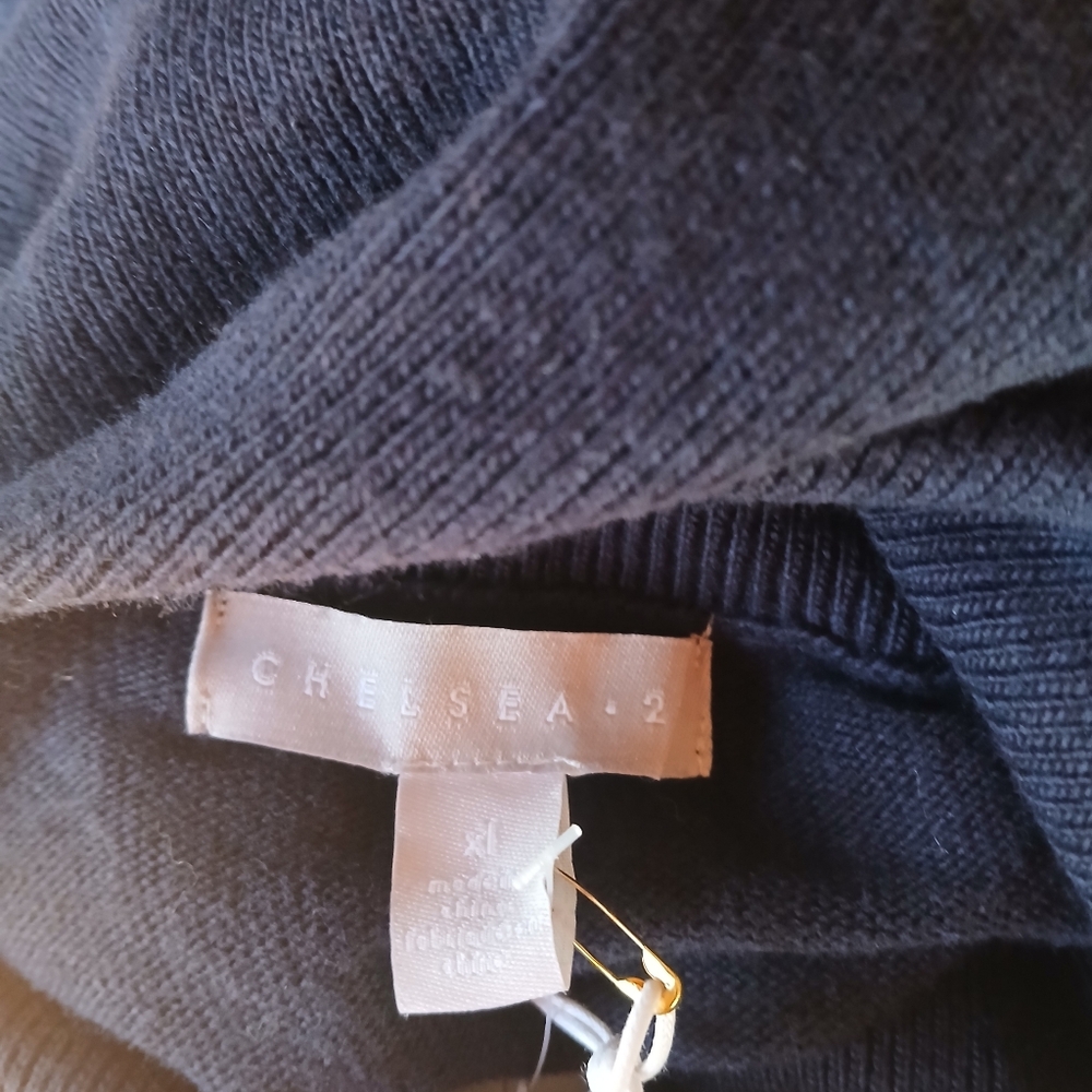 Chelsea28 Navy Night Oversized Cowl Neck Pima Cotton Blend Sweater XL - Picture 9 of 11